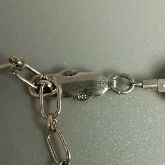 Vintage Light Pink Beaded Necklace with Sterling Silver Adjustable Clasp, Estate - Picture 4 of 7